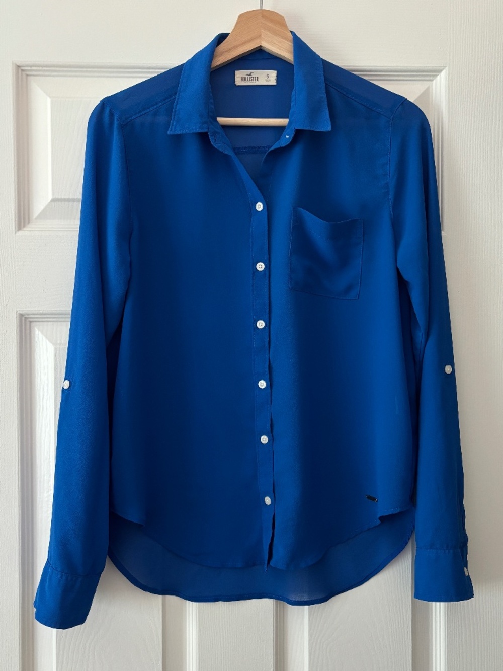 Hollister Chiffon Button-up Blouse - Blue Size S - Picture 2 of 12
